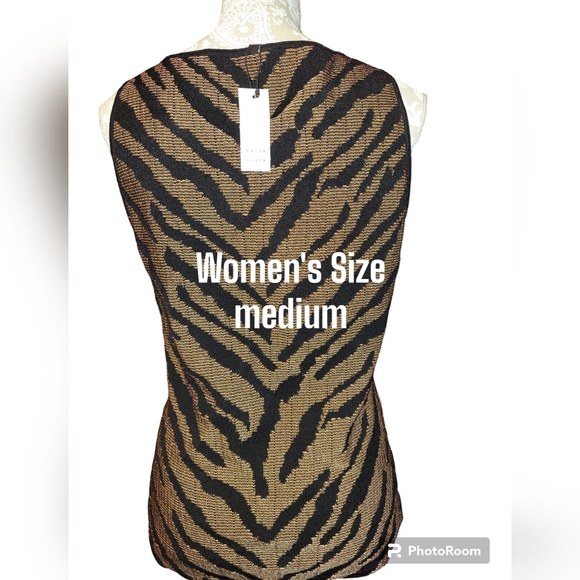 White House Black Market Sweater Like Tiger Print Tank Top Women's Size M NWT - Picture 2 of 7